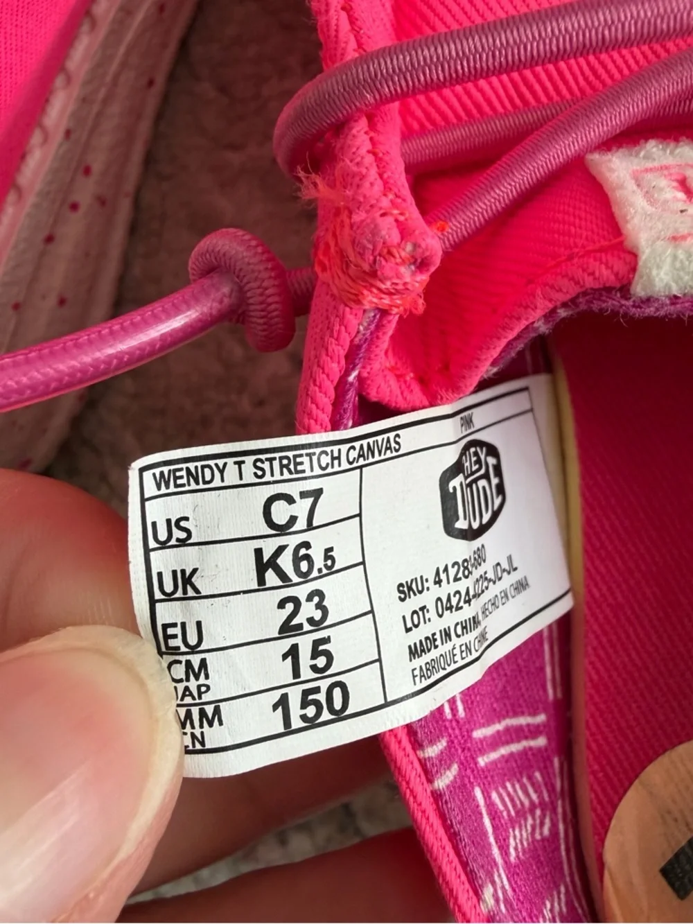 Hey Dude Wendy Slip On Shoes Bright Neon Pink Color Size 7C Toddler Girl